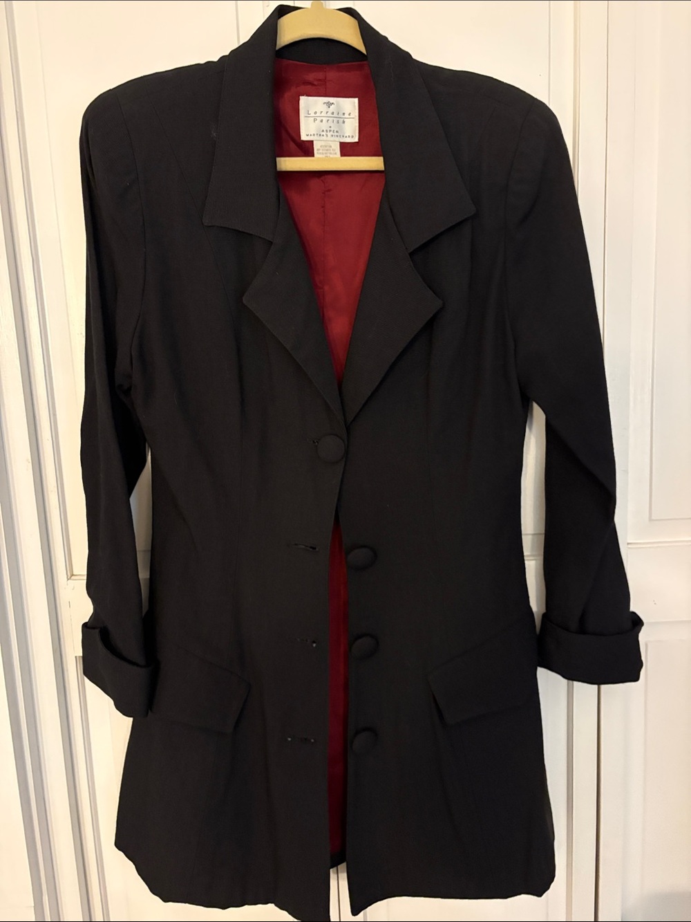 Vintage Black Single-Breasted Blazer with Red Lining by Liz Claiborne